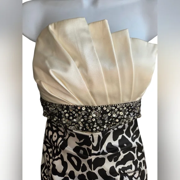 Vtg JUMP Y2K Strapless Zebra Maxi Dress Formal Prom Evening Wedding Size 3/4 - Picture 3 of 4